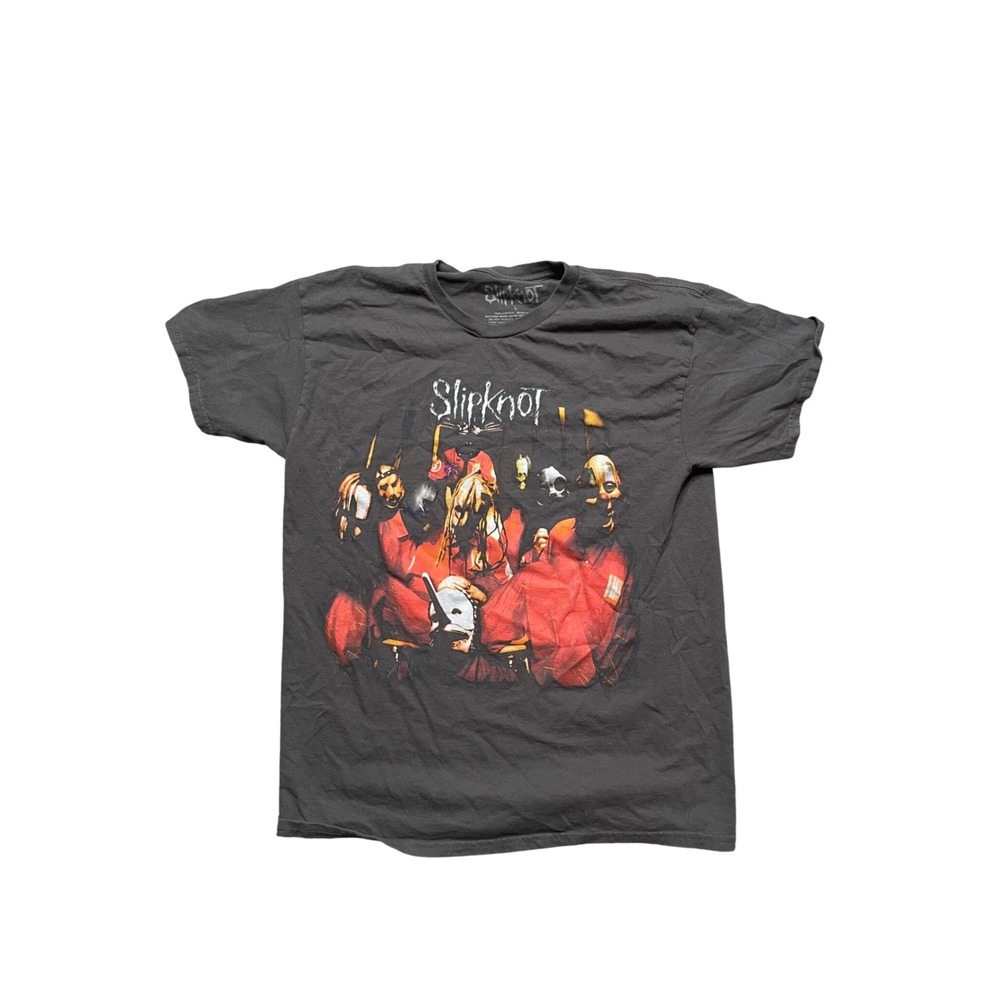 Slipknot‎ Band T Shirt Graphic Tee Dark Gray Red Logo Size Large